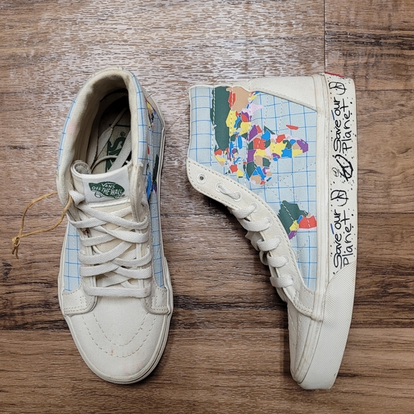 VANS Sk8-Hi SAVE OUR PLANET World MP Skate Shoe Sz 4 boys / Sz 5.5 Women's - Picture 3 of 9